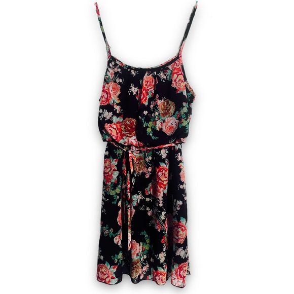 Poetry Dresses & Skirts - Black Floral Mini Dress Size Medium